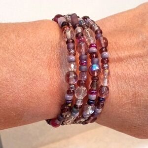 Elegant Multicolor Beaded Coil Bracelet